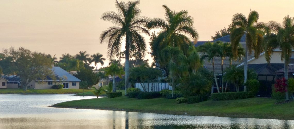 Waterfront Homes In A Florida Neighborhood